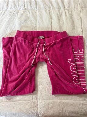 Juicy Couture Fuchsia Logo Velour/Velvet Sweatpants